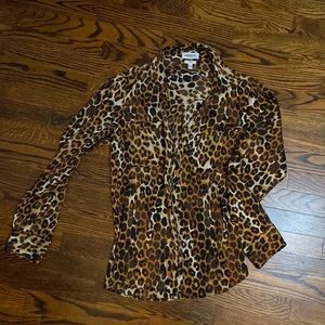 Express Cheetah Print Portofino Button Up- never worn